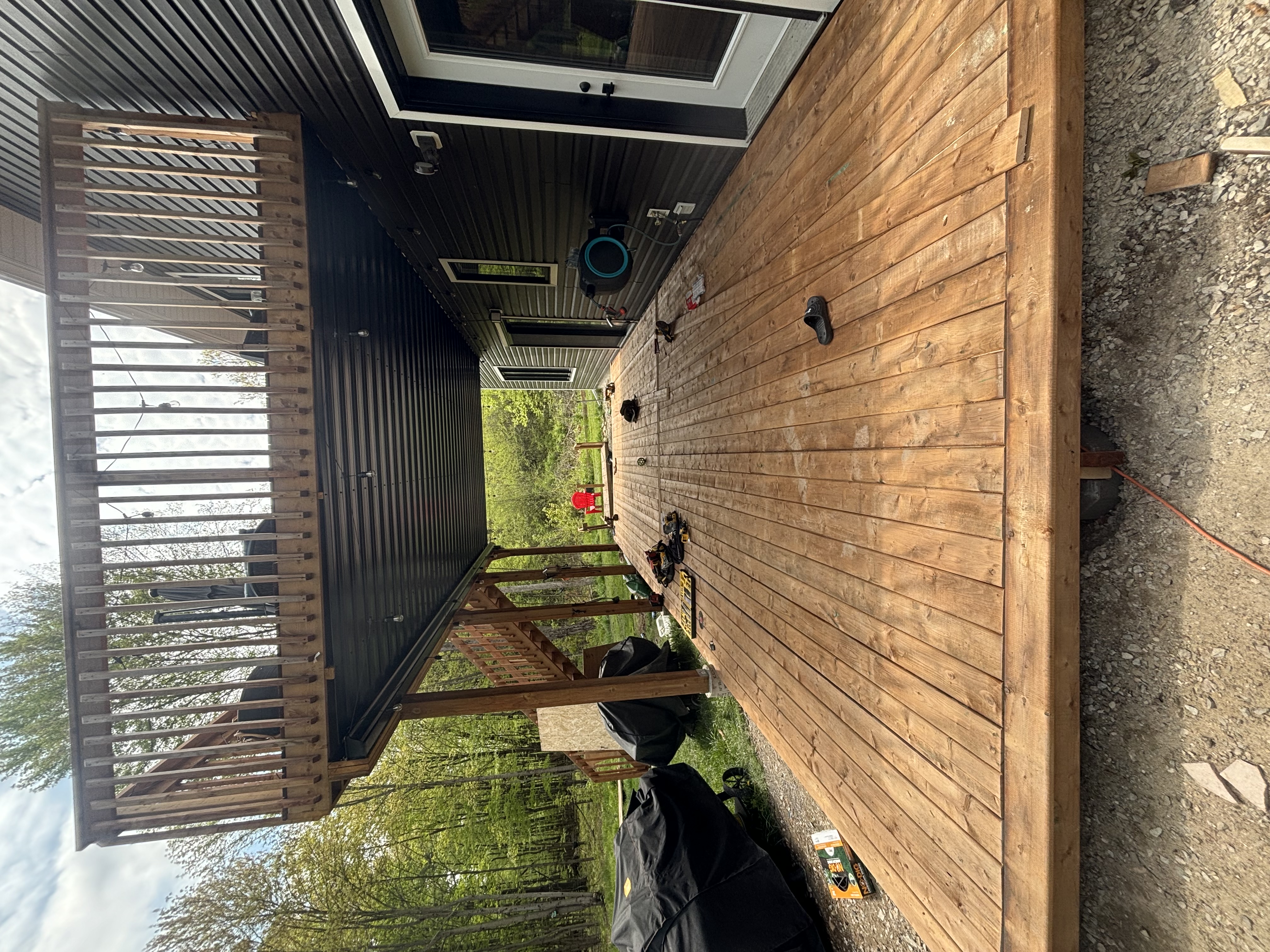 Custom wooden deck construction